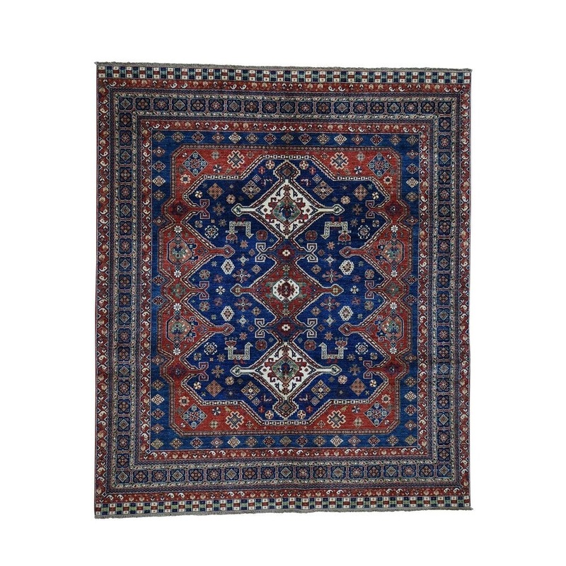 Shahbanu Rugs Antiqued Persian Shiraz Design Pure Wool Hand-Knotted Oriental Rug (8'4" x 9'9") - 8'4" x 9'9"