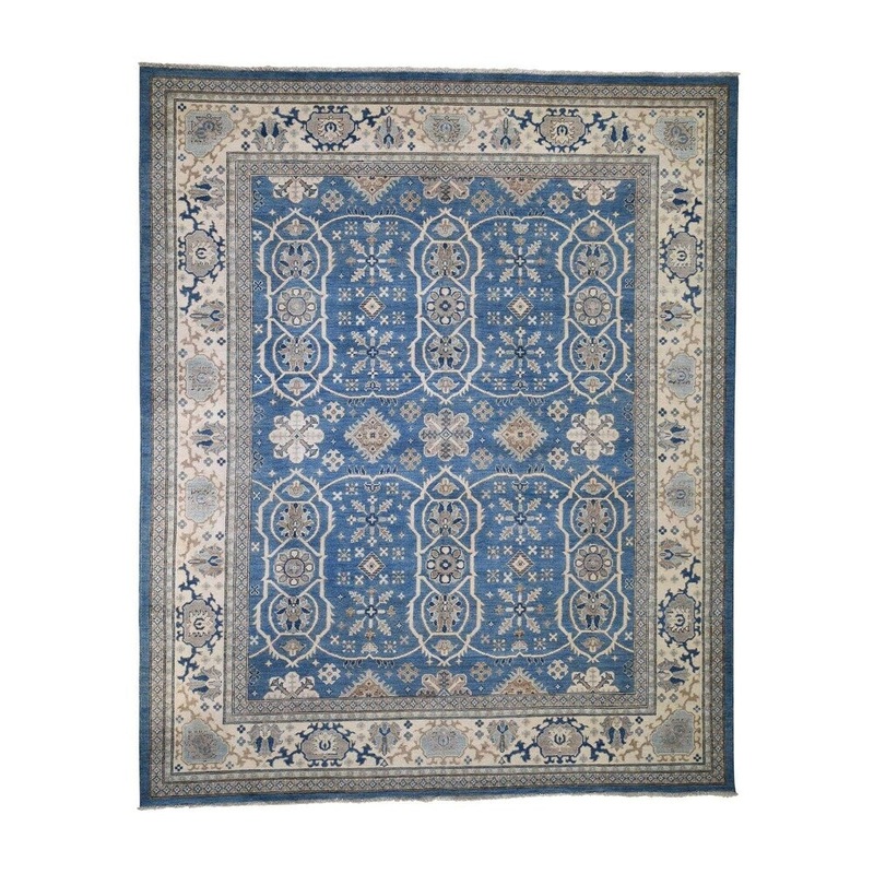 Shahbanu Rugs Hand-Knotted 100 Percent Wool Vintage Look Kazak Oriental Rug (8'0" x 9'8") - 8'0" x 9'8"