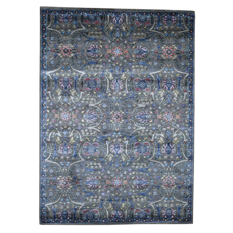 Shahbanu Rugs Hand-Knotted Wool And Silk Plush Pile Tabriz Influence Oriental Rug (5'0" x 8'0") - 5'0" x 8'0"