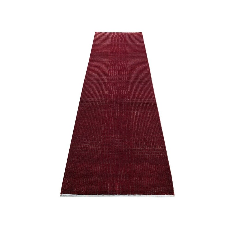 Shahbanu Rugs Hand-Knotted Wool and Silk Tone-on-Tone Red Nepali Runner Oriental Rug (2'4" x 7'8") - 2'4" x 7'8"