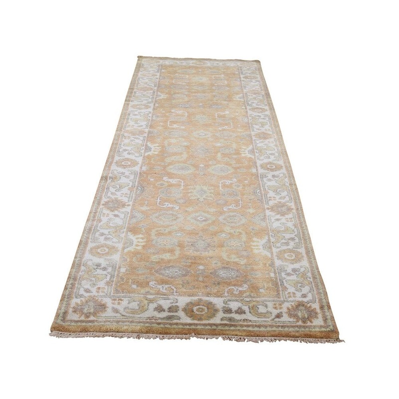 Shahbanu Rugs Indo Oushak Pure Wool Hand-Knotted Runner Oriental Rug (3'0" x 10'2") - 3'0" x 10'2"