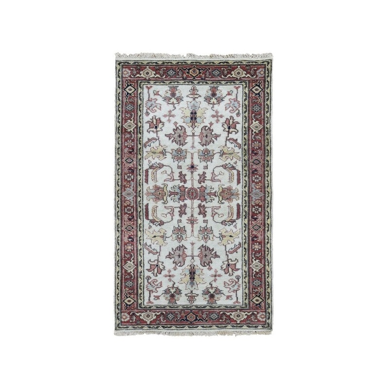 Shahbanu Rugs Ivory Heriz Revival All Over Design Pure Wool Hand-Knotted Oriental Rug (2'9" x 5'0") - 2'9" x 5'0"