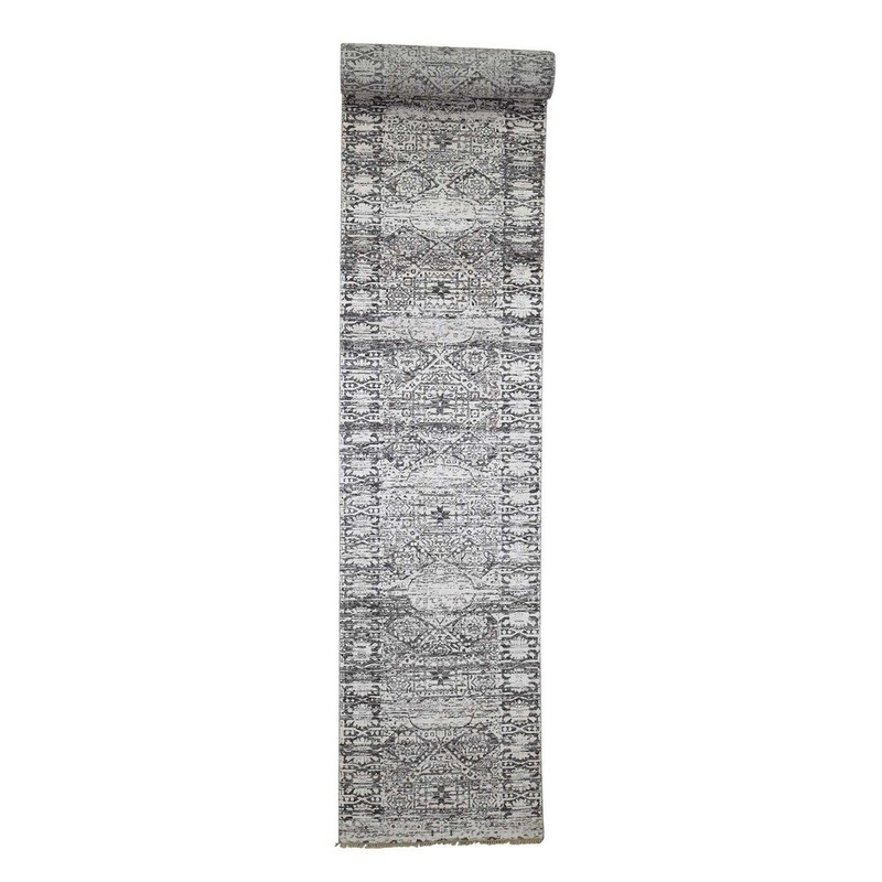 Shahbanu Rugs Mamluk Design Hand-Knotted Undyed Natural Wool Oriental XL Runner Rug (2'8" x 16'1") - 2'8" x 16'1"