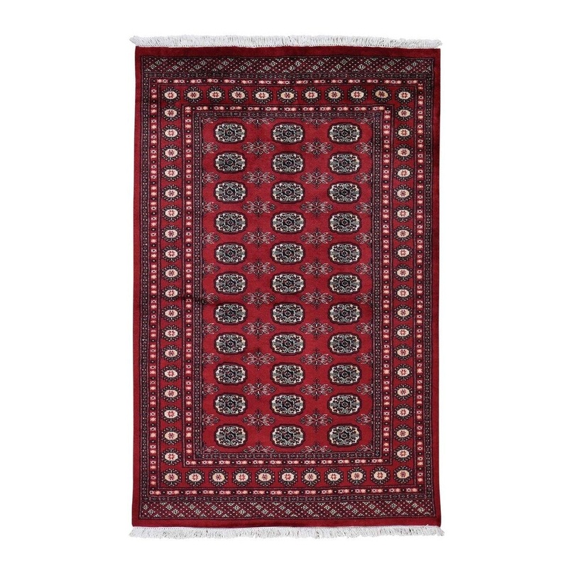 Shahbanu Rugs Mori Bokara Elephant Feet Design Hand-Knotted Pure Wool Oriental Rug (4'7" x 7'2") - 4'7" x 7'2"