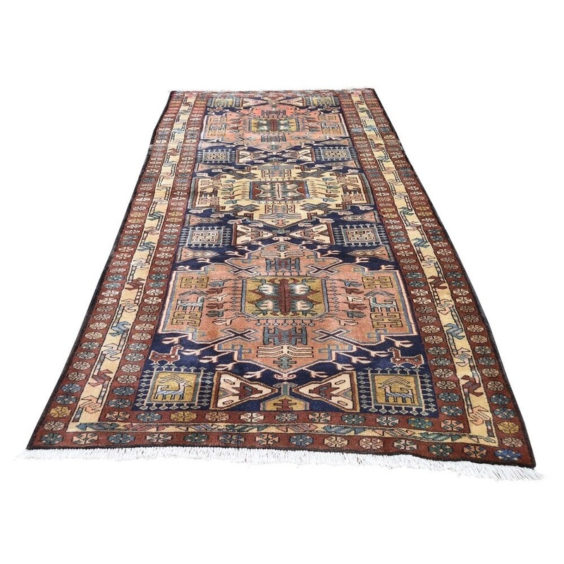 Shahbanu Rugs North East Persian Wide Runner Hand-Knotted Fine Oriental Rug (4'0" x 10'1") - 4'0" x 10'1"