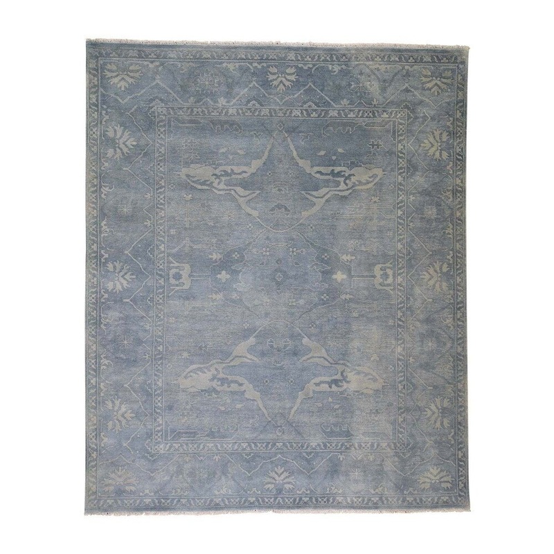 Shahbanu Rugs Overdyed Oushak Pure Wool Hand Knotted Oriental Rug (8'1" x 9'10") - 8'1" x 9'10"