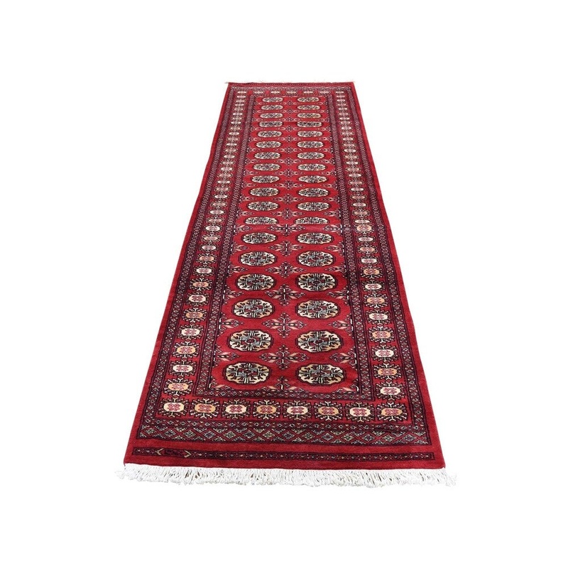 Shahbanu Rugs Pure Wool Elephant Feet Design Hand-Knotted Bokara Runner Oriental Rug (2'7" x 10'0") - 2'7" x 10'0"