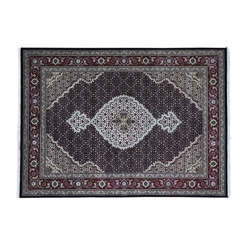 Shahbanu Rugs Wool And Silk Tabriz Mahi Design Hand-Knotted Oriental Rug (5'0" x 7'0") - 5'0" x 7'0"