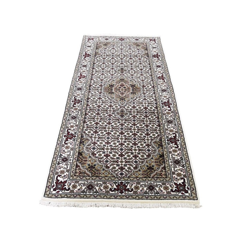 Shahbanu Rugs Wool And Silk Tabriz Mahi Design Hand-Knotted Oriental Runner Rug (2'7" x 6'3") - 2'7" x 6'3"