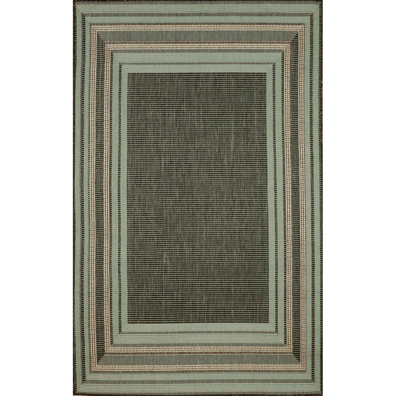Sonoma Aqua Border Outdoor Rug (3'3" x 5')