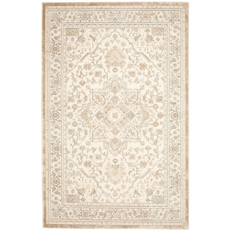 Textured Soft Polypropylene Modern Classic Cream Rug - N/A