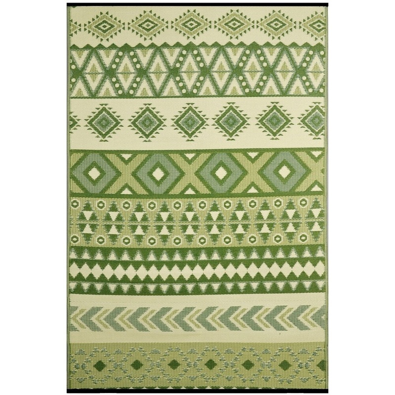 Ankara Green Indoor/ Outdoor Reversible Area Rug