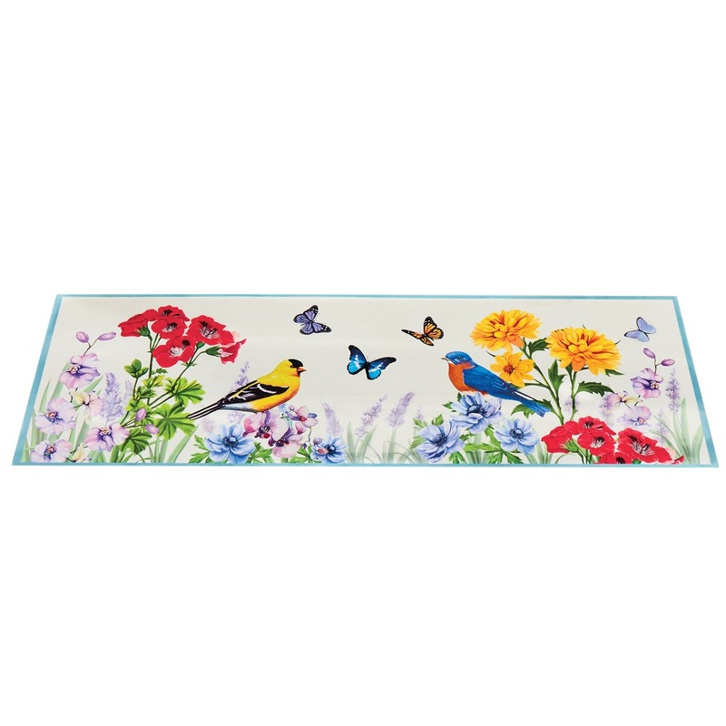 Butterflies and Songbirds Garden Skid-Resistant Runner Rug - 58.75" x 19.75"