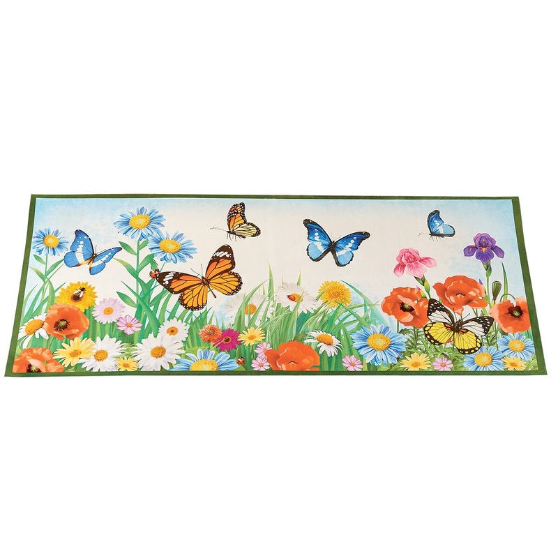 Butterfly Garden Printed Skid-Resistant Runner Rug - 47" x 19.63"