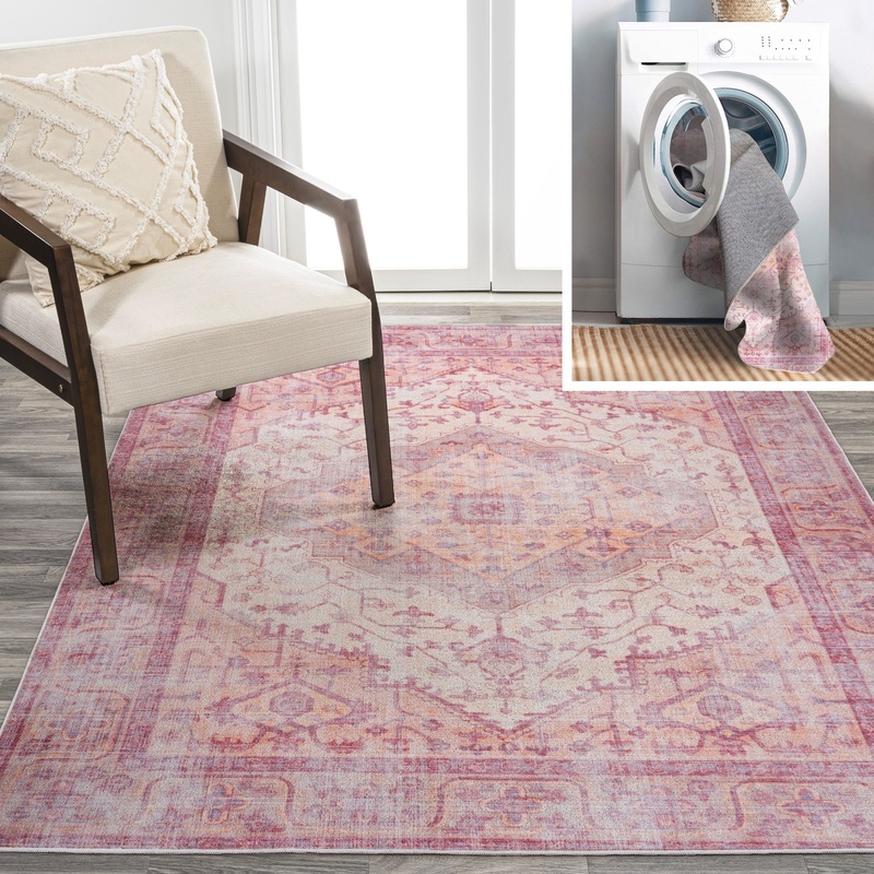 JONATHAN Y Kemer Ogee Medallion Machine Washable Area Rug