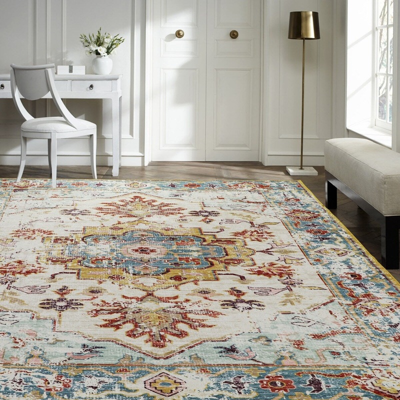 Kaspene Home Multi Colored Medallion Washable Accent Area Rug