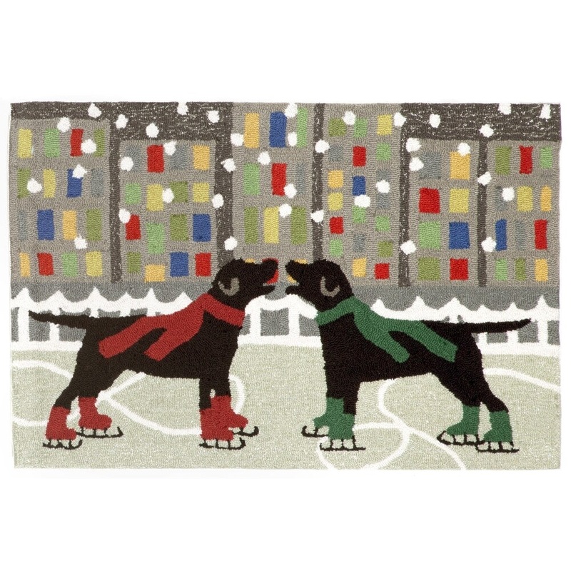 Liora Manne Frontporch Holiday Ice Dogs Indoor/Outdoor Rug Multi 30"X48"