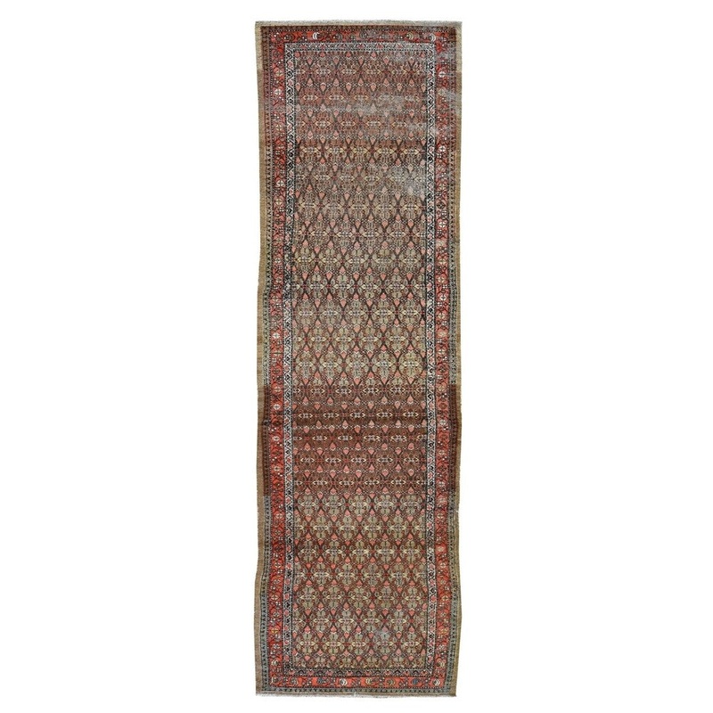 Shahbanu Rugs Antique Persian Seraband Camel Hair Worn Pile Clean Runner Hand Knotted Oriental Rug (3'0" x 15'3") - 3'0" x 15'3"