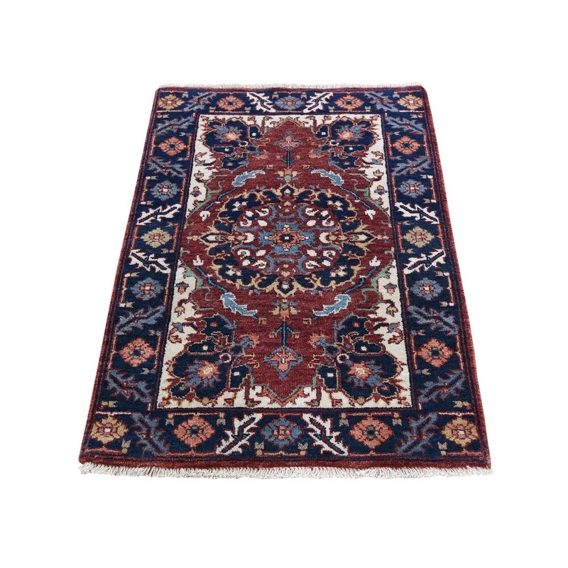 Shahbanu Rugs Antiqued Heriz Re-creation Hand-Knotted Pure Wool Oriental Rug (2'0" x 3'0") - 2'0" x 3'0"