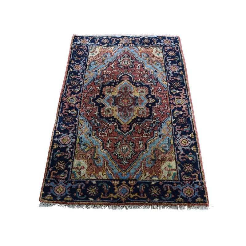 Shahbanu Rugs Antiqued Heriz Re-creation Pure Wool Hand-Knotted Oriental Rug (2'1" x 3'1") - 2'1" x 3'1"