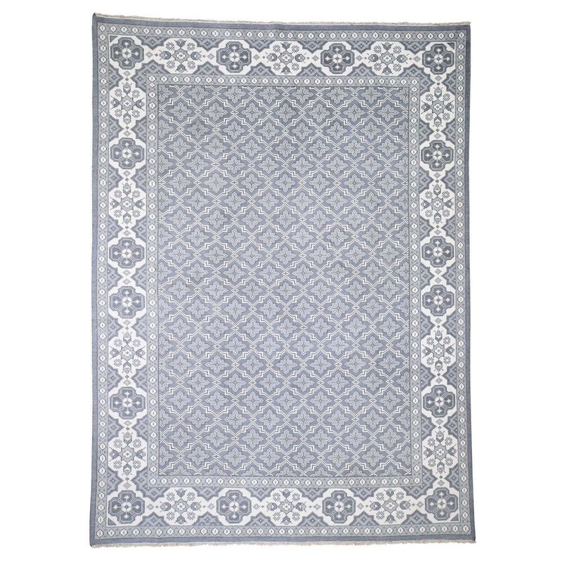 Shahbanu Rugs Blue All Over Design Turkish Knot Pure Wool Hand-Knotted Oriental Rug (8'9" x 11'10") - 8'9" x 11'10"