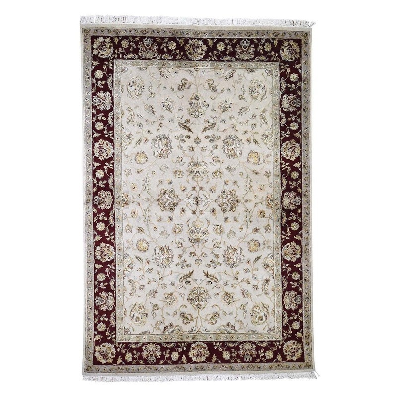 Shahbanu Rugs Hand-Knotted Half Wool & Half Silk Rajasthan Oriental Rug (5'10" x 9'0") - 5'10" x 9'0"