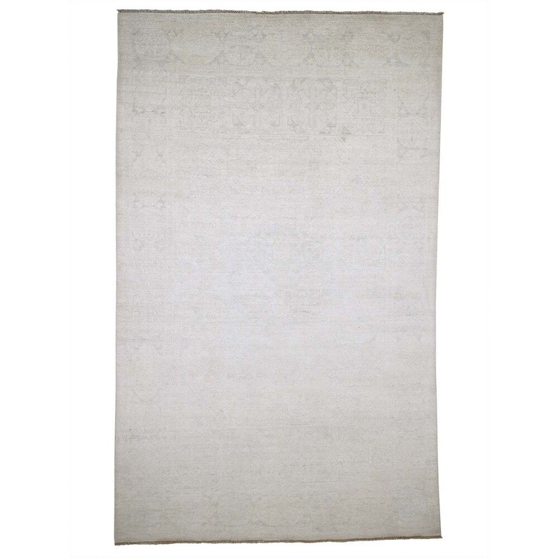 Shahbanu Rugs Hand-Knotted White Wash Peshawar Pure Wool Oriental Rug (6'0" x 9'7") - 6'0" x 9'7"