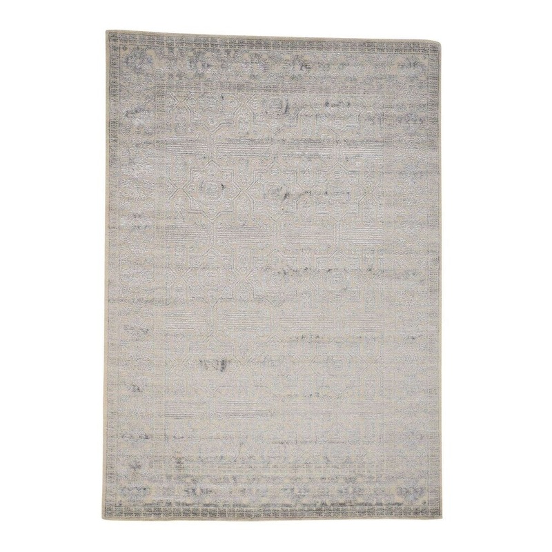 Shahbanu Rugs Hand-Loomed Tone on Tone Mamluk Design Wool and Silk Rug (6'3" x 9'0") - 6'3" x 9'0"