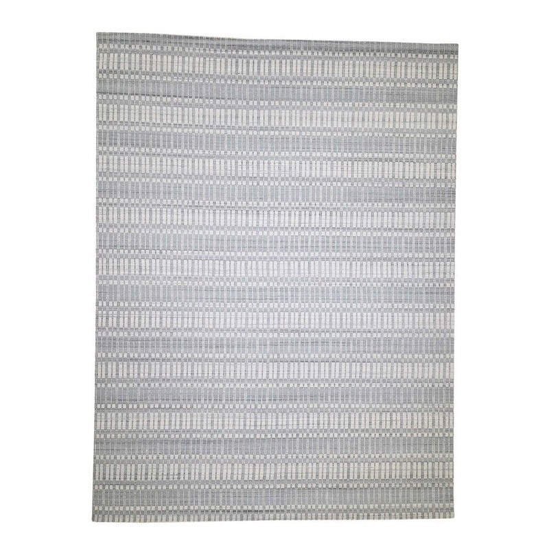 Shahbanu Rugs Hi Lo Pile Pure Wool Tone On Tone Hand-Loomed Oriental Rug (9'0" x 11'10") - 9'0" x 11'10"