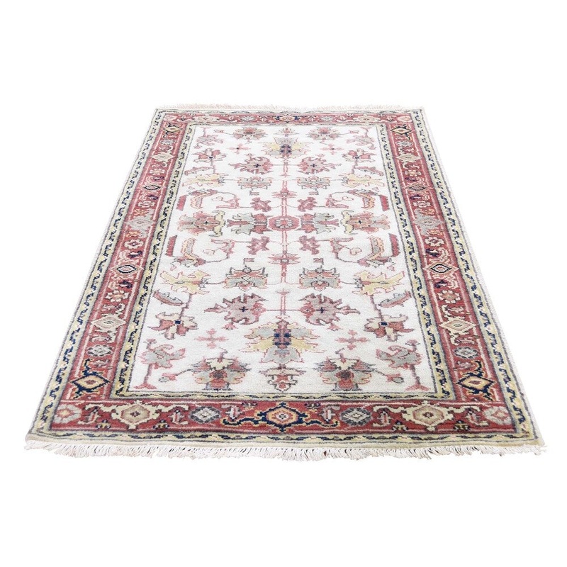 Shahbanu Rugs Ivory Heriz Revival All Over Design Pure Wool Hand-Knotted Rug (2'10" x 5'0") - 2'10" x 5'0"