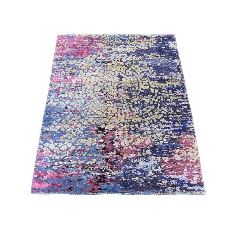 Shahbanu Rugs Multicolored Hand Knotted Wool And Silk Mosaic Design Oriental Rug (2'1" x 3'0") - 2'1" x 3'0"