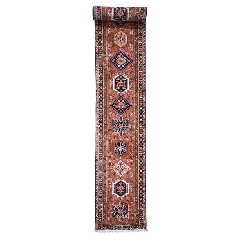 Shahbanu Rugs New persian Karajeh XL Runner Pure Wool Hand-Knotted Oriental Rug (2'10" x 21'9") - 2'10" x 21'9"