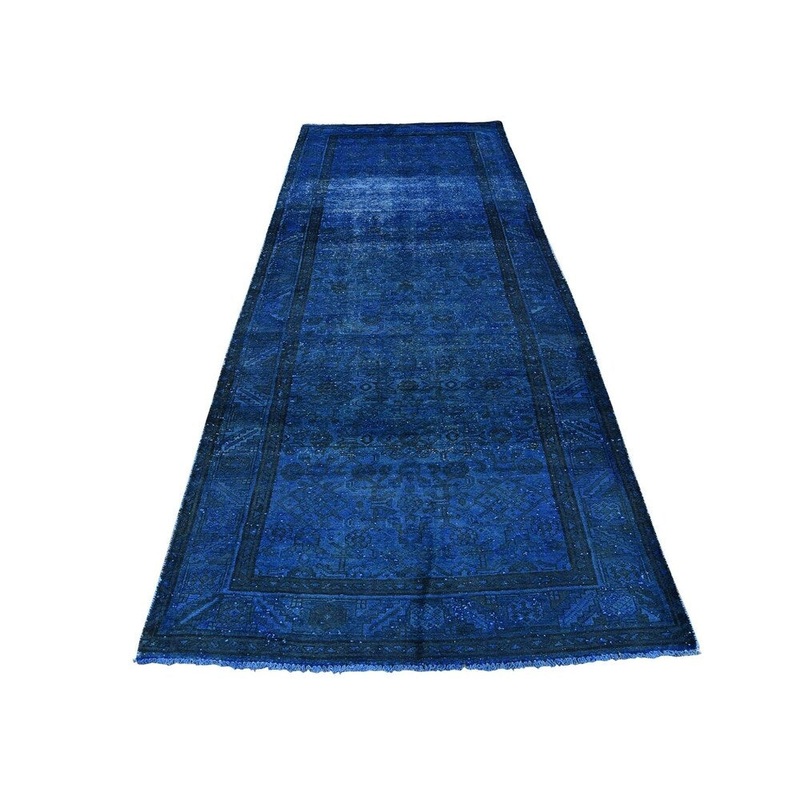 Shahbanu Rugs Overdyed Persian Lilahan Runner Hand Knotted Old Vintage Rug (3'3" x 9'3") - 3'3" x 9'3"