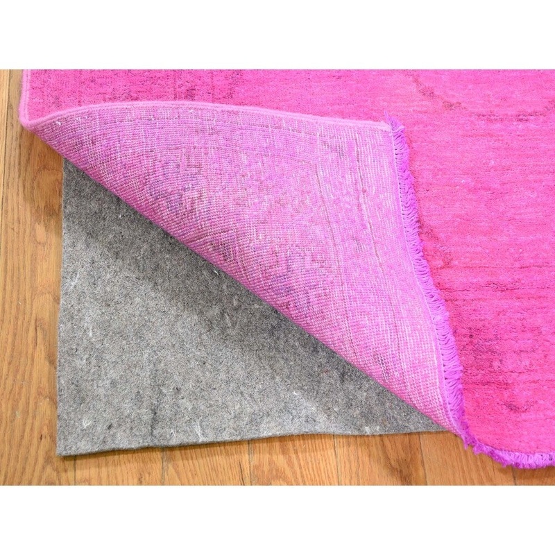 Shahbanu Rugs Overdyed Peshawar Pink Rosette Design Pure Wool Hand-Knotted Oriental (5'0" x 7'3") - 5'0" x 7'3"