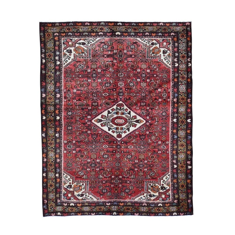 Shahbanu Rugs Red New Persian Hussainabad Pure Wool Hand-Knotted Oriental Rug (5'8" x 7'3") - 5'8" x 7'3"