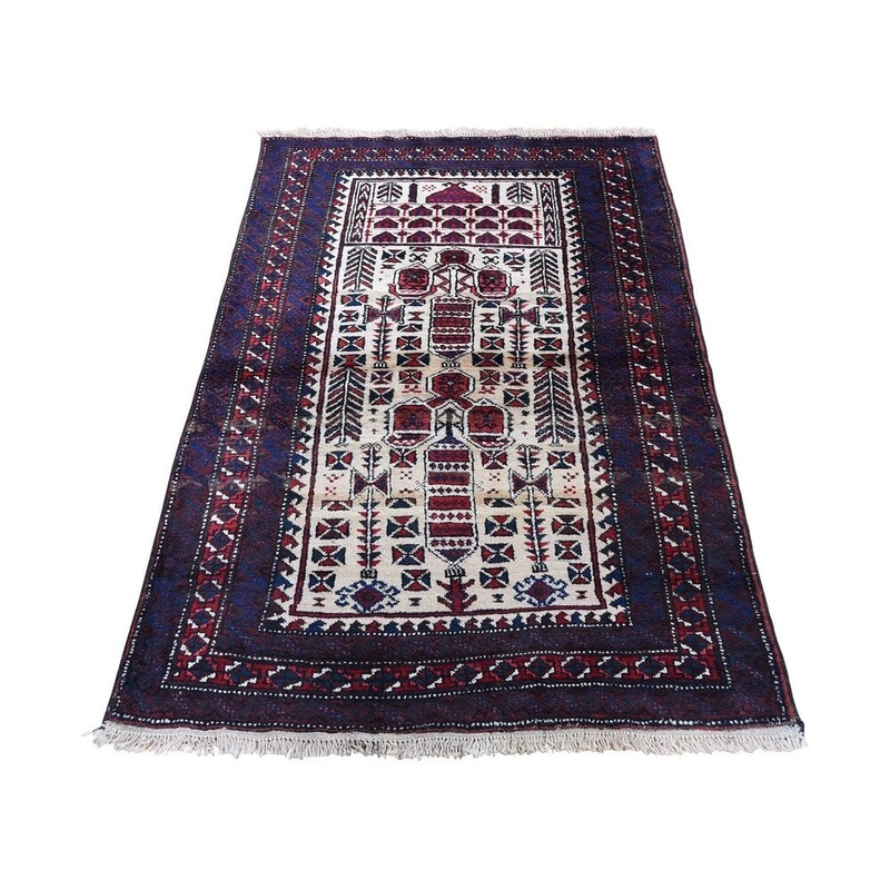 Shahbanu Rugs Vintage Persian Baluch Pure Wool hand-Knotted Oriental Rug (3'0" x 4'8") - 3'0" x 4'8"
