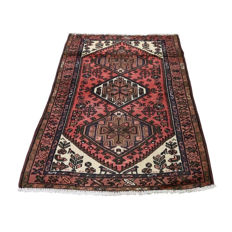 Shahbanu Rugs Vintage Persian Hamadan Pure Wool Hand-Knotted Oriental Rug (3'1" x 4'7") - 3'1" x 4'7"