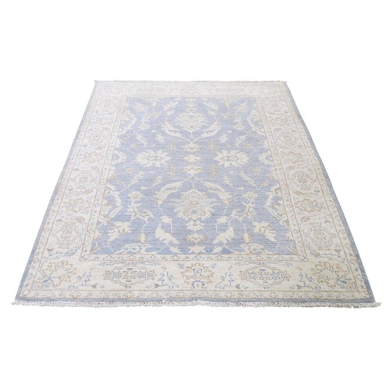 Shahbanu Rugs White Wash Peshawar Hand-Knotted Pure Wool Oriental Rug (4'0" x 6'0") - 4'0" x 6'0"