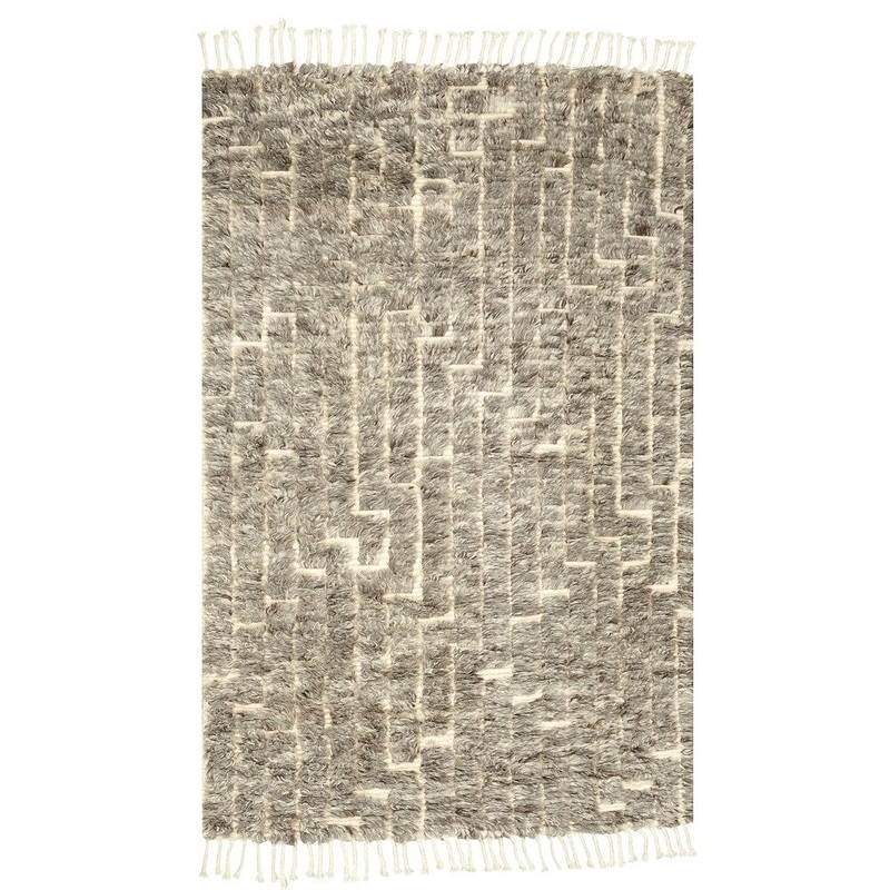 5x8 Boho Chic Hand Knotted Natural Grey Maze Wool Rug