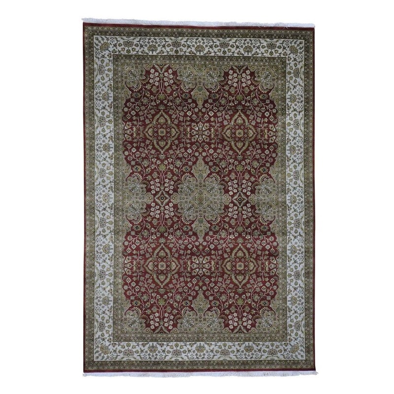 Shahbanu Rugs 300 Kpsi Kashan Revival New Zealand Wool Hand-Knotted Rug (6'0" x 9'0") - 6'0" x 9'0"