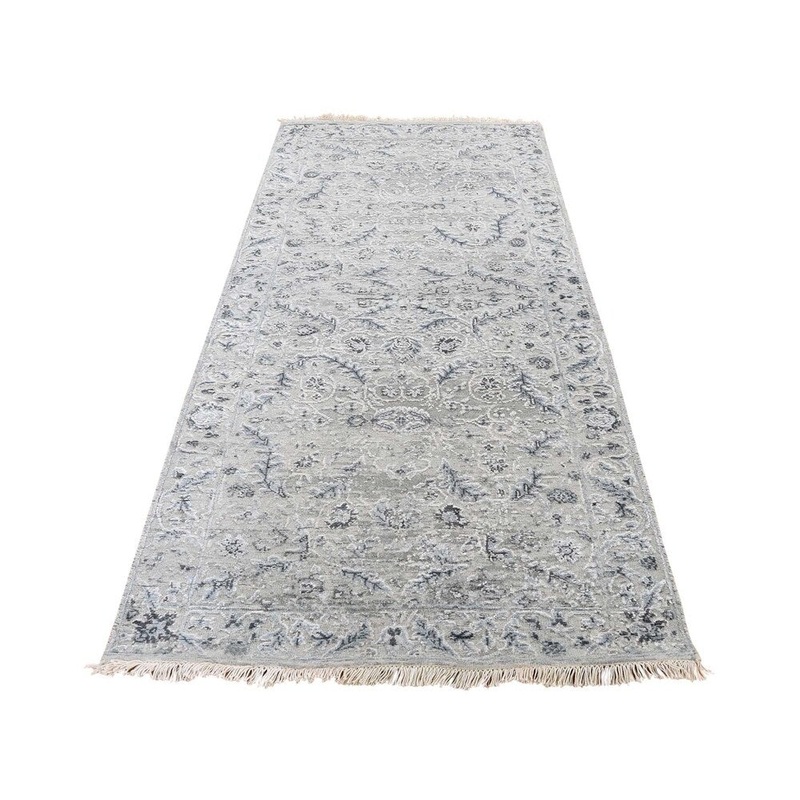Shahbanu Rugs Hand-Knotted Wool and Silk Transitional Kashan Design Runner Rug (2'7" x 6'0") - 2'7" x 6'0"