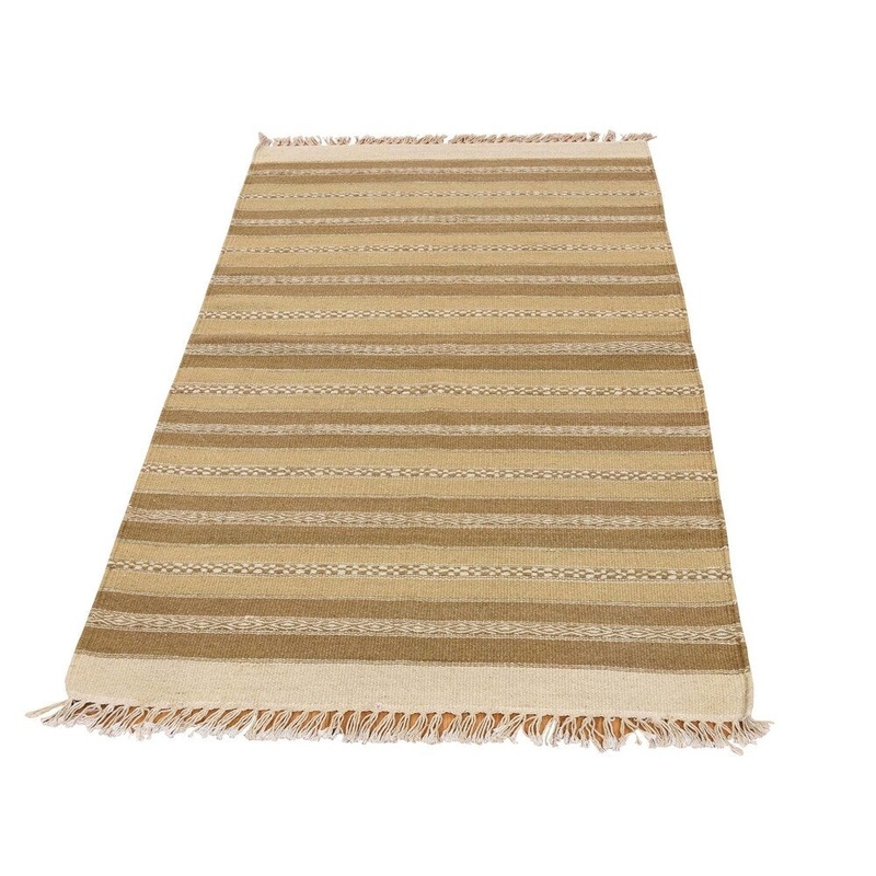 Shahbanu Rugs Hand Woven Pure Wool Striped Durie Kilim Oriental Rug (3'9" x 6'1") - 3'9" x 6'1"
