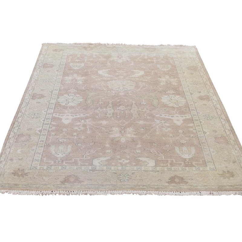 Shahbanu Rugs Indo Oushak ziegler mahal Pure Wool Hand-Knotted Oriental Rug (4'0" x 5'10") - 4'0" x 5'10"