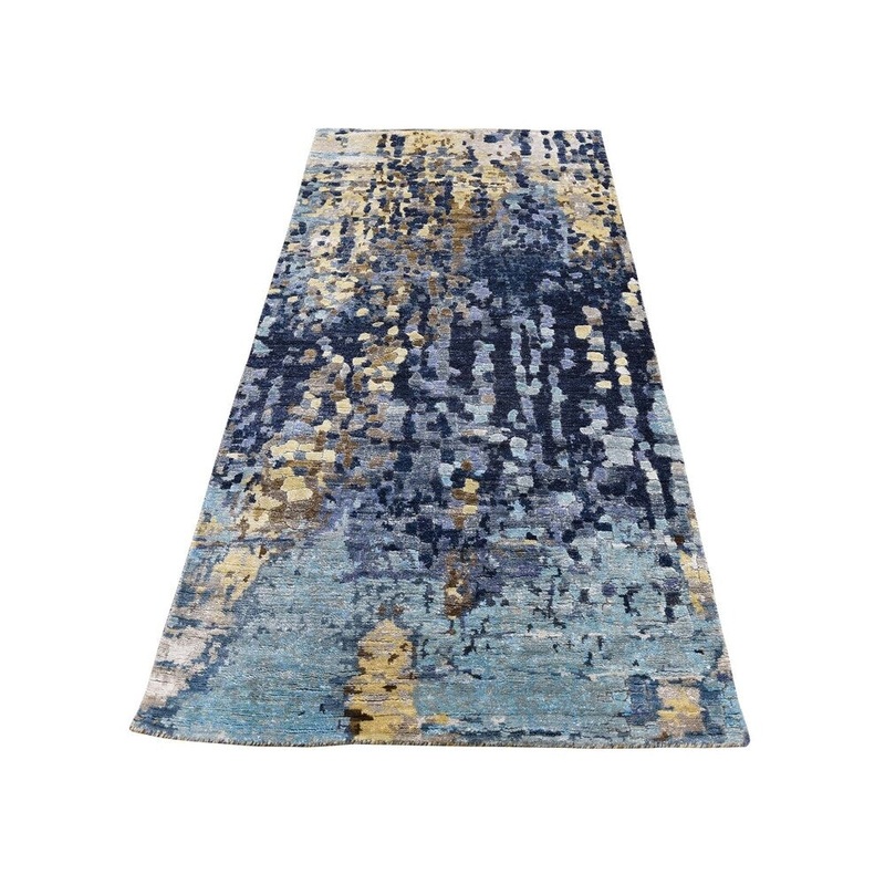 Shahbanu Rugs Mosaic Design Wool and Silk Hand-Knotted Runner Oriental Rug (2'6" x 5'8") - 2'6" x 5'8"