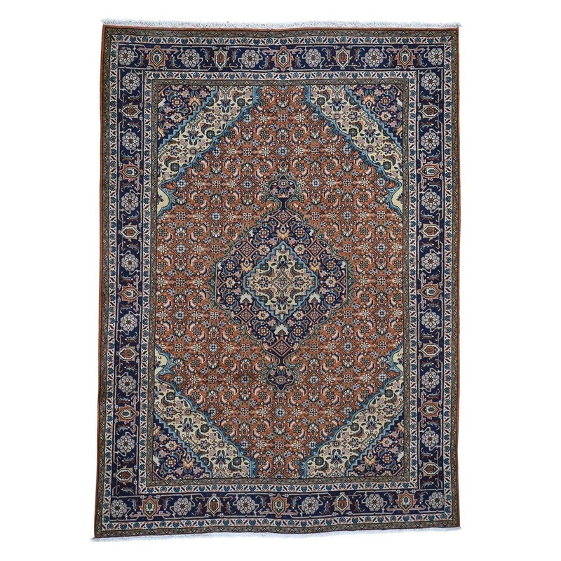 Shahbanu Rugs New Persian Tabriz Mahi Pure wool Hand-Knotted Oriental Rug (6'6" x 9'2") - 6'6" x 9'2"