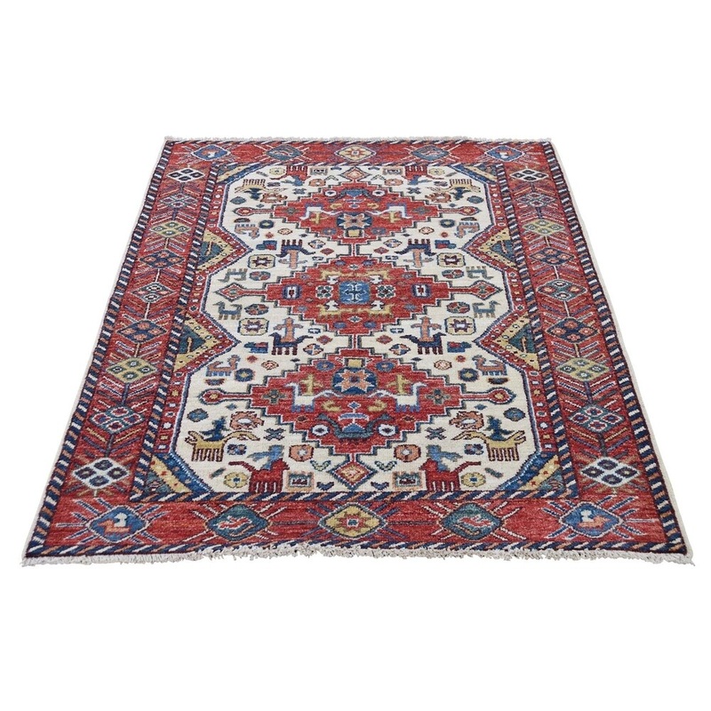 Shahbanu Rugs Peshawar With Northwest Persian Design Pure Wool Hand-Knotted Rug (3'2" x 4'10") - 3'2" x 4'10"