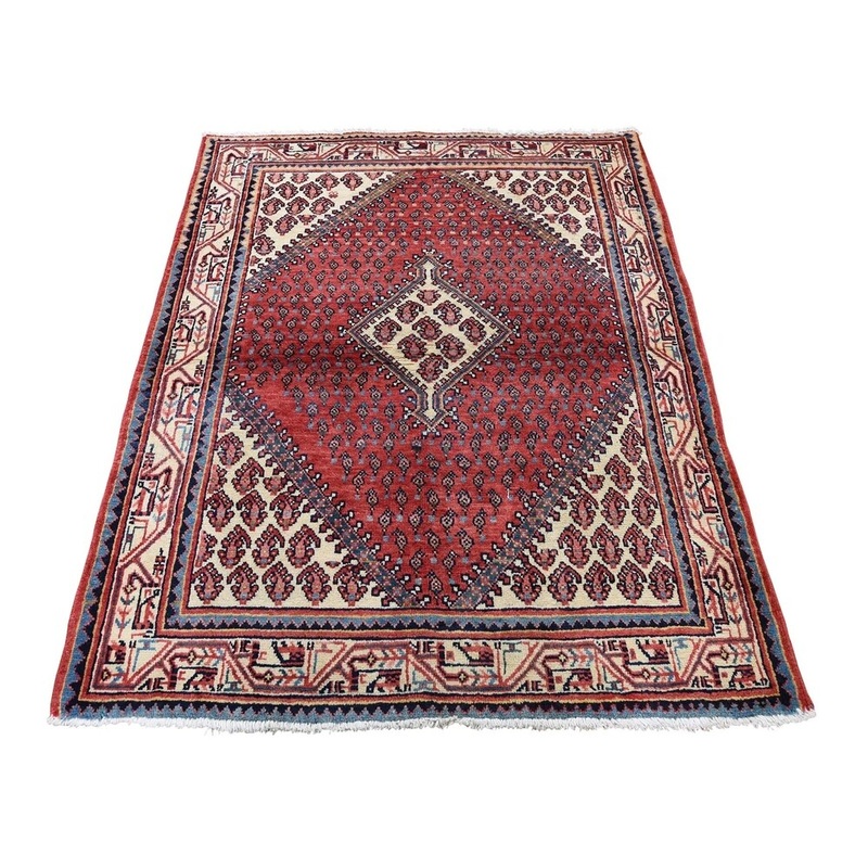 Shahbanu Rugs Vintage Persian Sarouk Mir Pure Wool Hand-Knotted Oriental Rug (3'7" x 5'1") - 3'7" x 5'1"