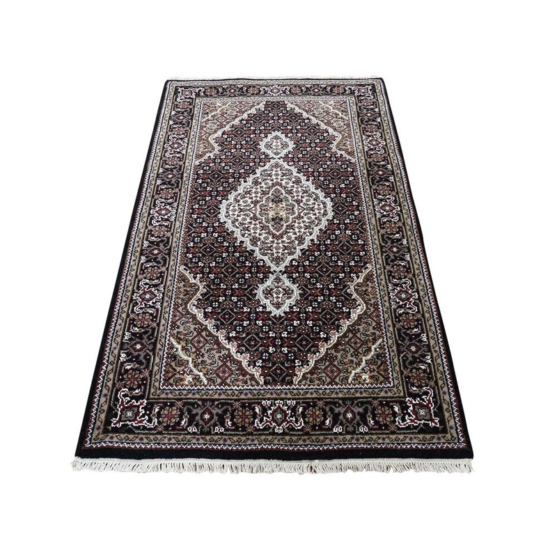 Shahbanu Rugs Wool And Silk Tabriz Mahi Design Hand-Knotted Oriental Rug (3'0" x 5'2") - 3'0" x 5'2"