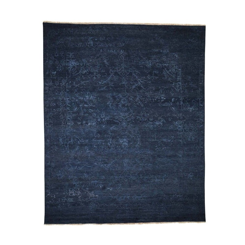 Shahbanu Rugs Wool And Silk Tone on Tone Hand-Knotted Oriental Rug (8'0" x 10'0") - 8'0" x 10'0"