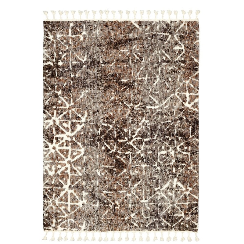 5'3"x7'3" Modern Abstract Polyester Fringed Rug - 5' x 8'/Surplus1
